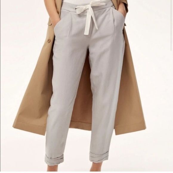 Wilfred Pants - Wilfred silk tie front Allant Pants Grey Pants size small Aritzia